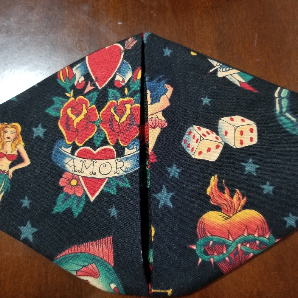 Handmade Womens Rockabilly Old School Tattoo Facemask - Picture 4 of 7